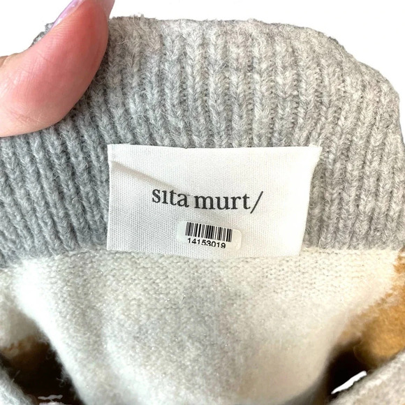 Sita Murt Tricolor Tan Cream Gray Boat Neck Alpaca Blend Sweater Size 40 / US 6 - Picture 6 of 9